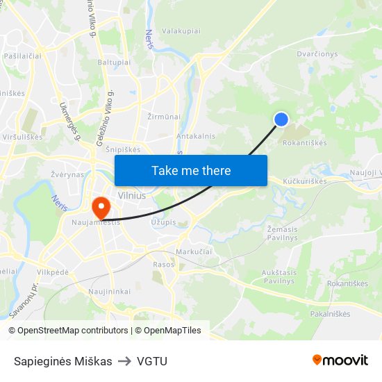 Sapieginės Miškas to VGTU map