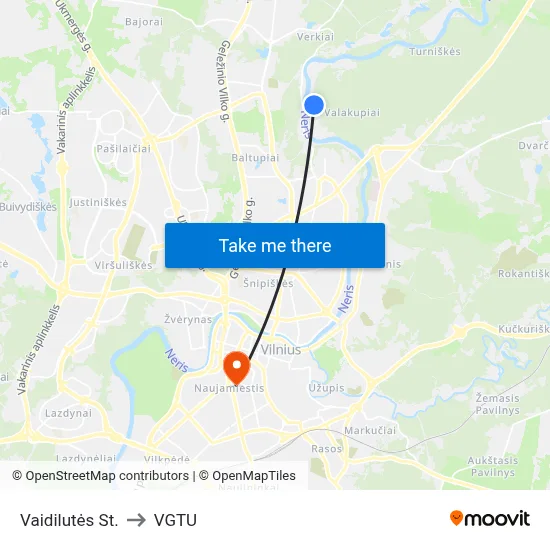 Vaidilutės St. to VGTU map