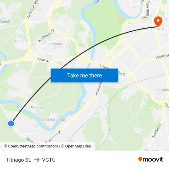 Titnago St. to VGTU map