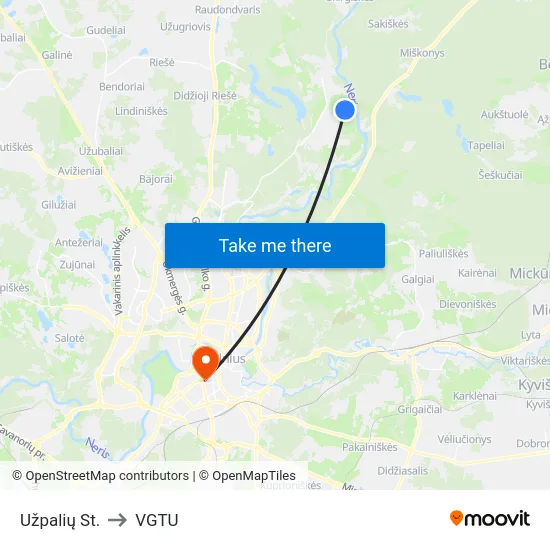 Užpalių St. to VGTU map