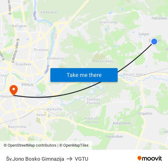 Šv.Jono Bosko Gimnazija to VGTU map