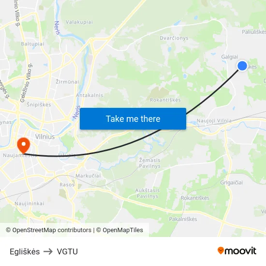 Egliškės to VGTU map