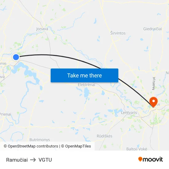Ramučiai to VGTU map