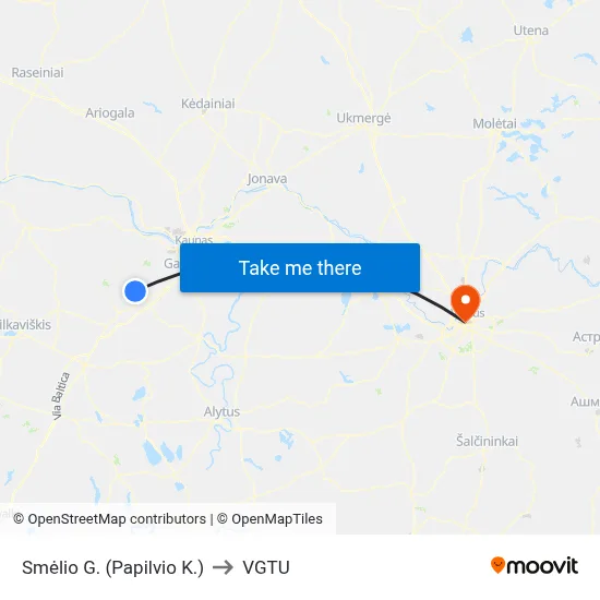 Smėlio G. (Papilvio K.) to VGTU map