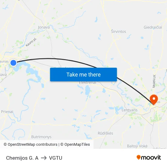Chemijos G. A to VGTU map