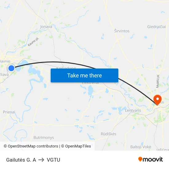 Gailutės G. A to VGTU map