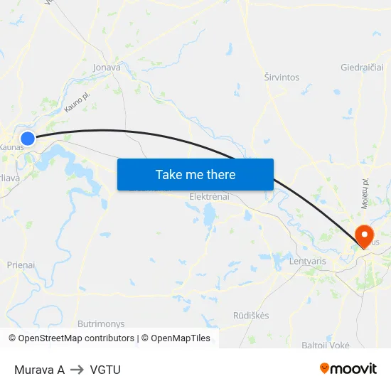 Murava A to VGTU map