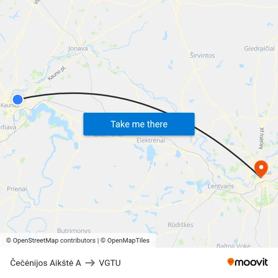 Čečėnijos Aikštė A to VGTU map