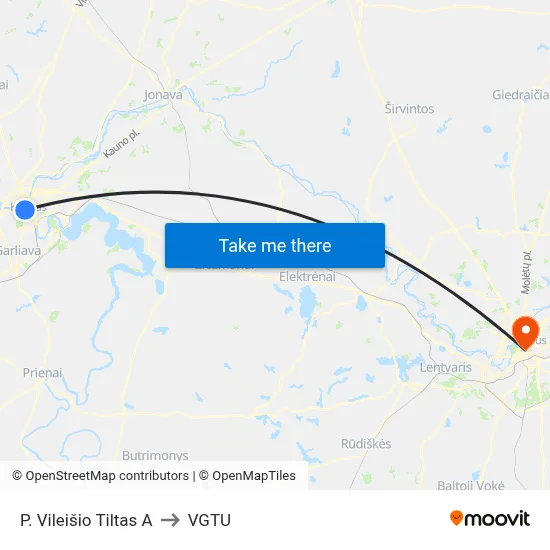 P. Vileišio Tiltas A to VGTU map