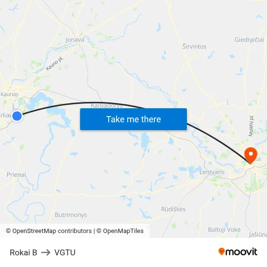 Rokai B to VGTU map