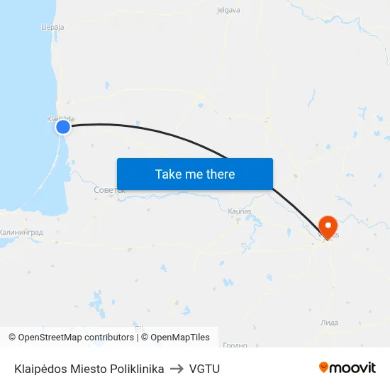 Klaipėdos Miesto Poliklinika to VGTU map