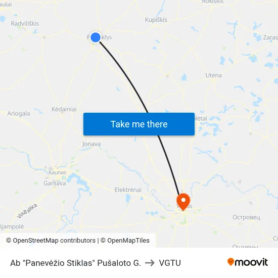 Ab "Panevėžio Stiklas" Pušaloto G. to VGTU map