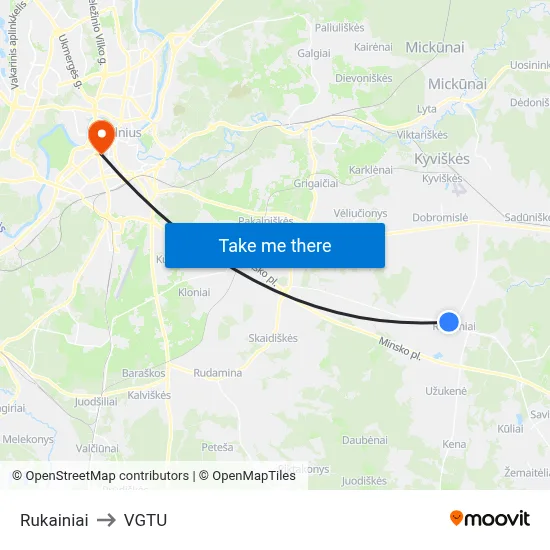 Rukainiai to VGTU map