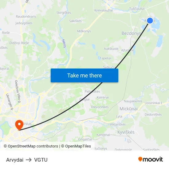 Arvydai to VGTU map