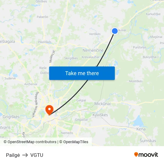 Pailgė to VGTU map
