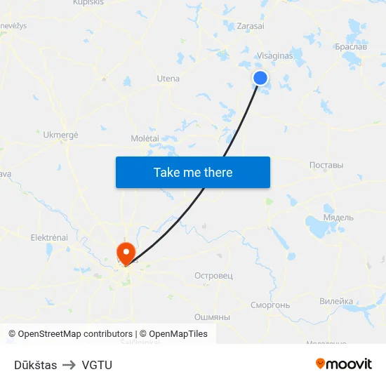 Dūkštas to VGTU map