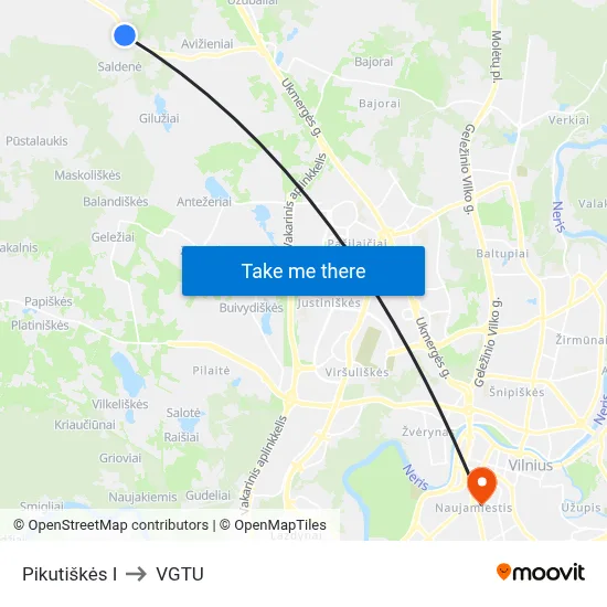Pikutiškės I to VGTU map