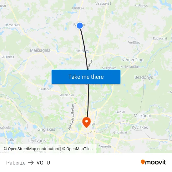 Paberžė to VGTU map