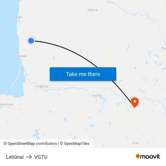 Leliūnai to VGTU map