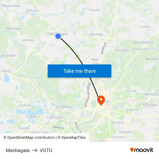 Maišiagala to VGTU map
