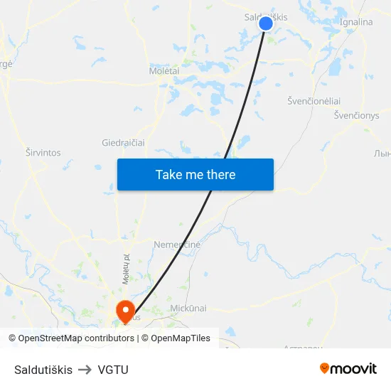 Saldutiškis to VGTU map
