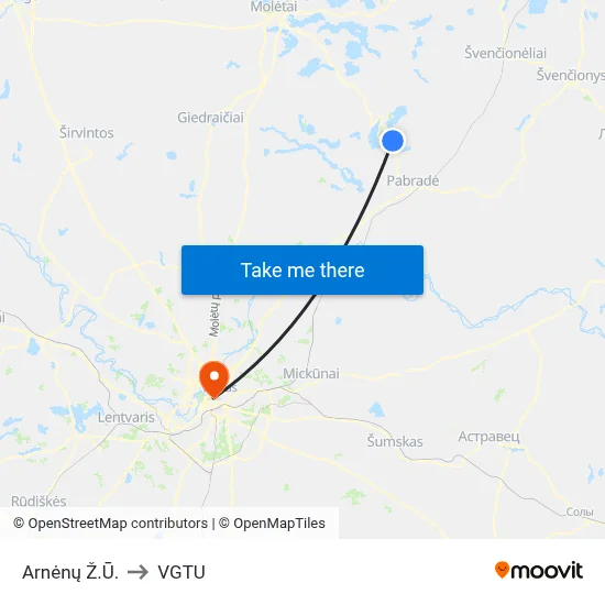 Arnėnų Ž.Ū. to VGTU map