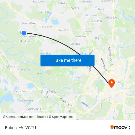 Bubos to VGTU map