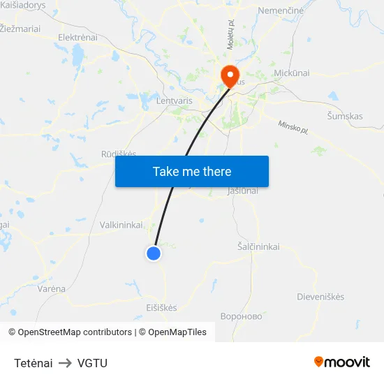 Tetėnai to VGTU map