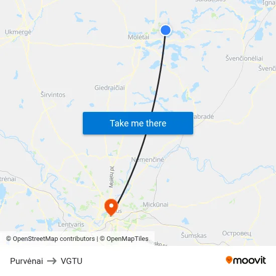 Purvėnai to VGTU map