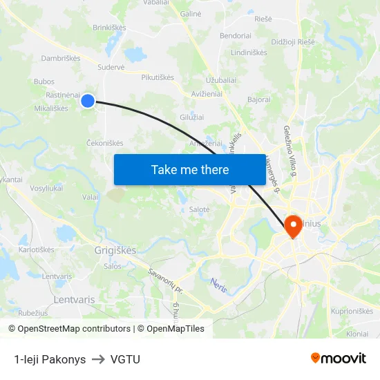 1-Ieji Pakonys to VGTU map