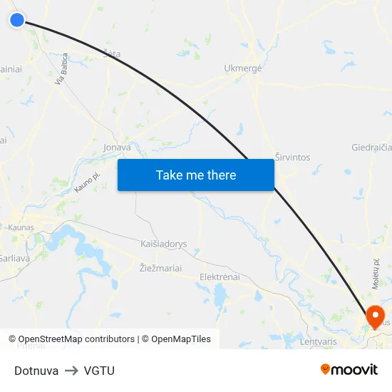 Dotnuva to VGTU map