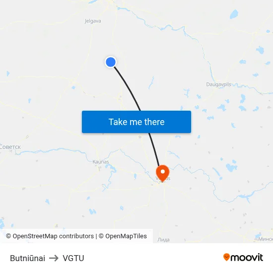 Butniūnai to VGTU map