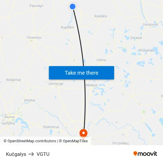 Kučgalys to VGTU map