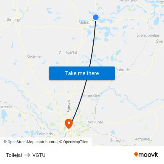 Toliejai to VGTU map