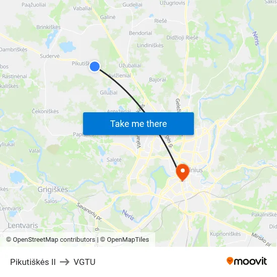 Pikutiškės II to VGTU map