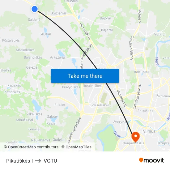 Pikutiškės I to VGTU map