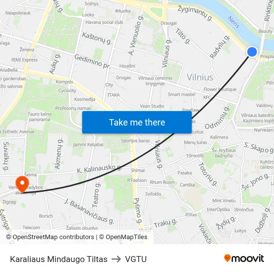 Karaliaus Mindaugo Tiltas to VGTU map