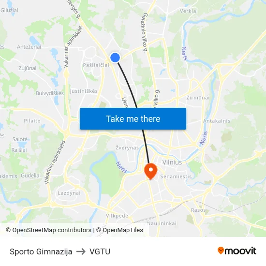 Sporto Gimnazija to VGTU map