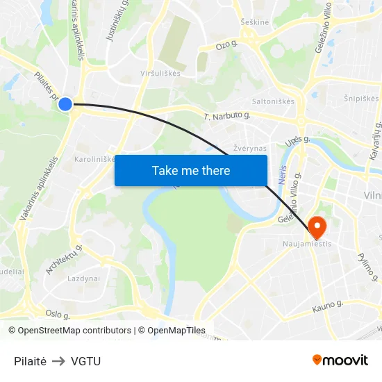 Pilaitė to VGTU map