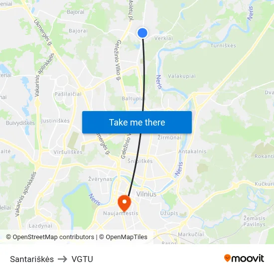 Santariškės to VGTU map