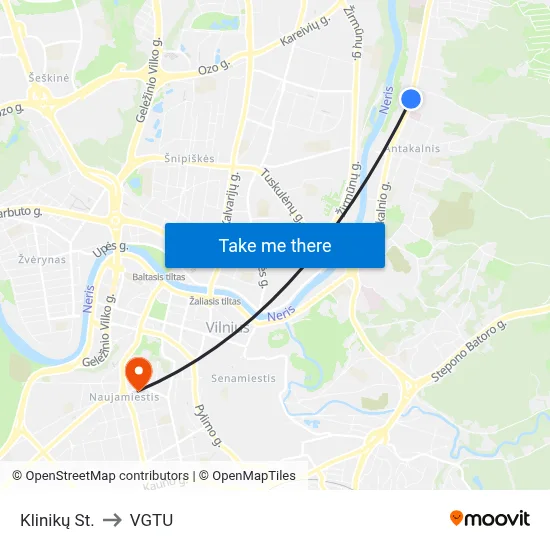Klinikų St. to VGTU map