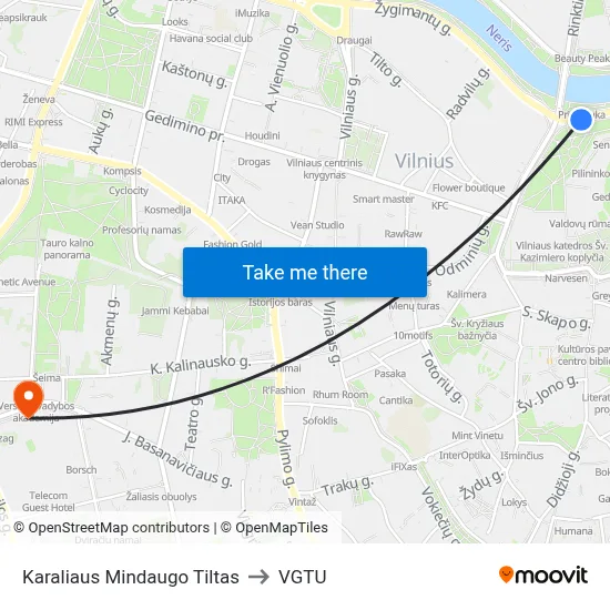 Karaliaus Mindaugo Tiltas to VGTU map