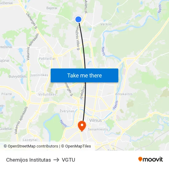 Chemijos Institutas to VGTU map
