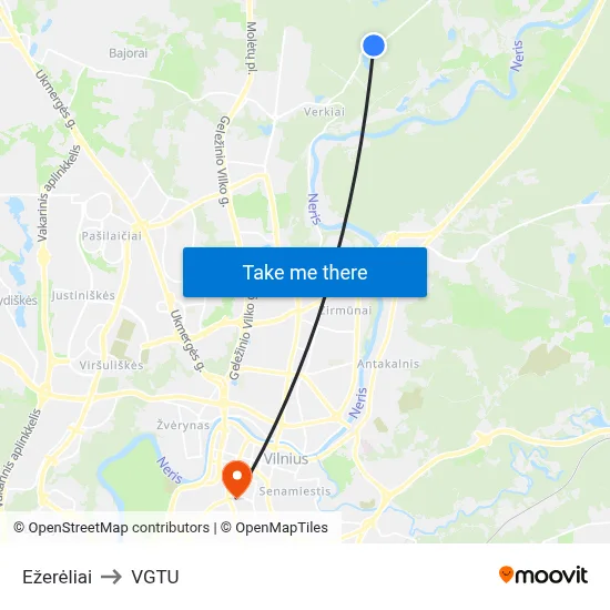 Ežerėliai to VGTU map