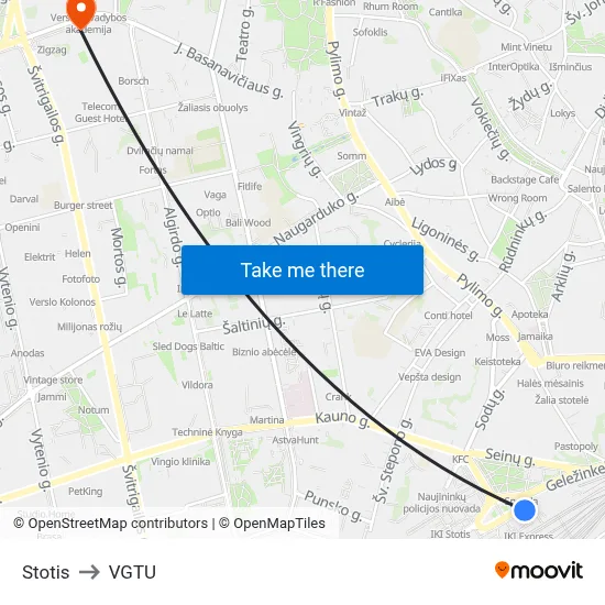 Stotis to VGTU map