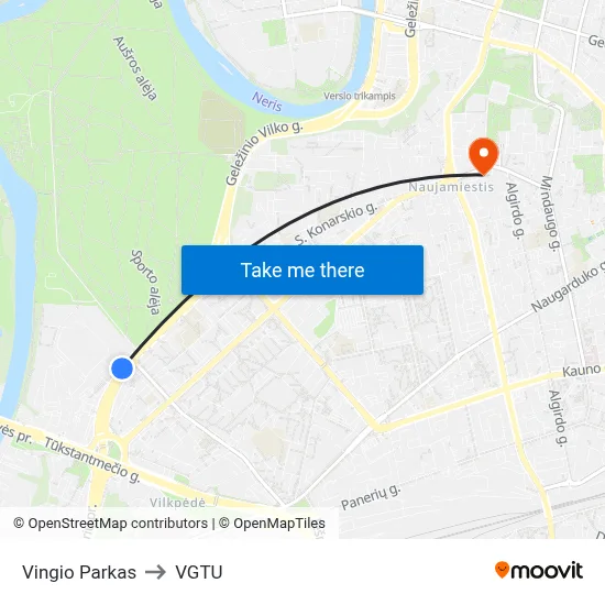 Vingio Parkas to VGTU map