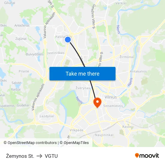 Žemynos St. to VGTU map
