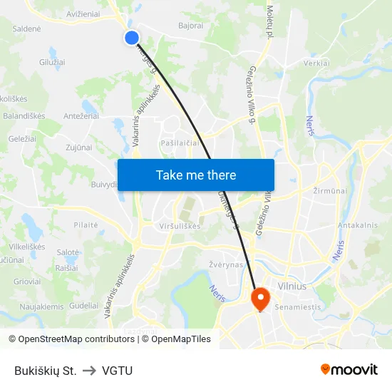 Bukiškių St. to VGTU map