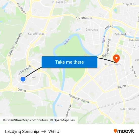 Lazdynų Seniūnija to VGTU map