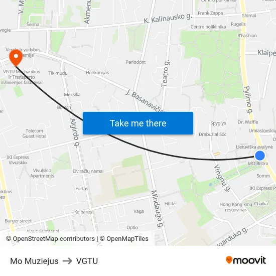 Mo Muziejus to VGTU map